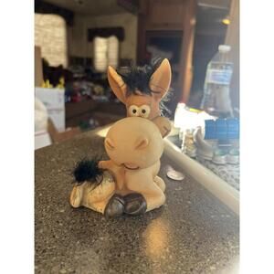 Vintage Cute Sitting Horse Figurine with Black Mane